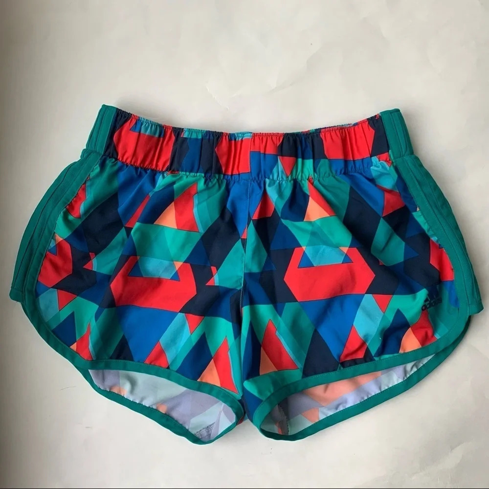 Adidas Climalite geometric triangle print neon shorts 3 inch inseam size S